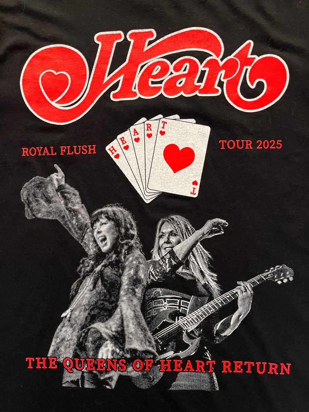 Heart Royal Flush Tour 2025 Graphic Band Tee - Black & Red